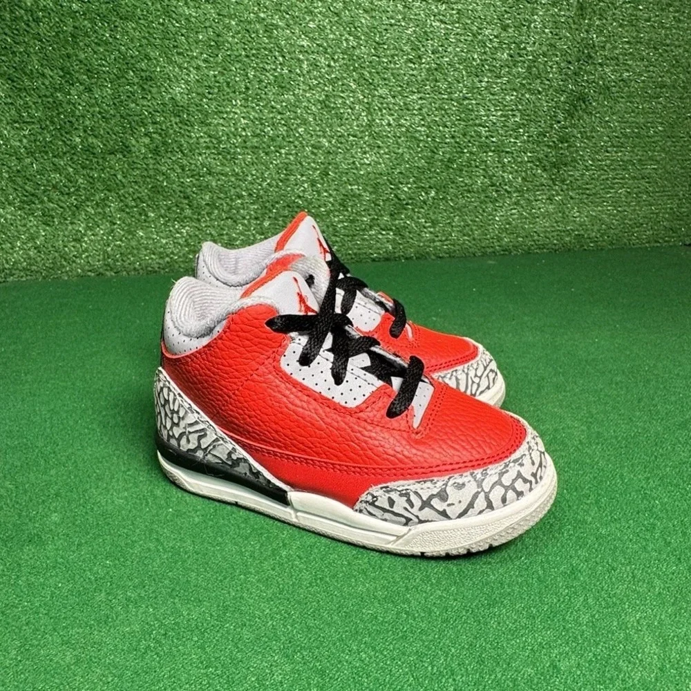 Jordan 3 Retro SE‎ Red Cement Fire Red Toddler Sneakers CQ0489-600 Size 8C